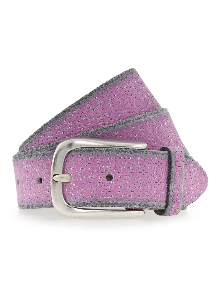 Gürtel Leder pink-silver