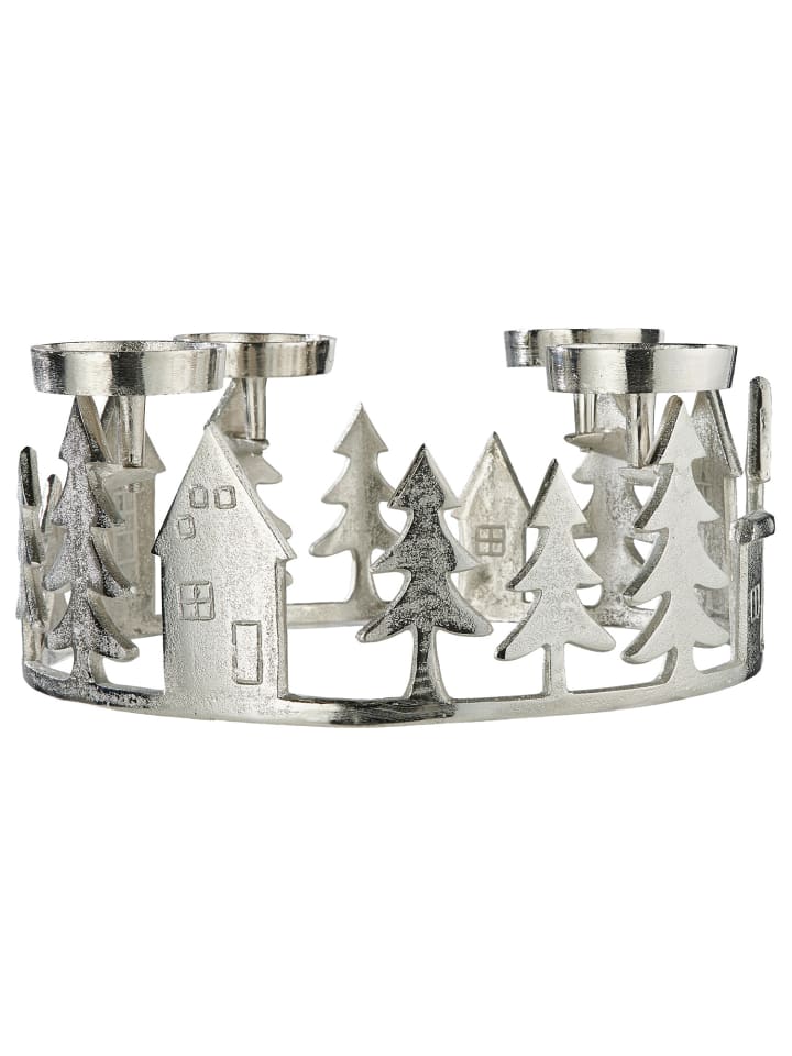 Butlers Adventskranz ADVENT Häuser in Silber