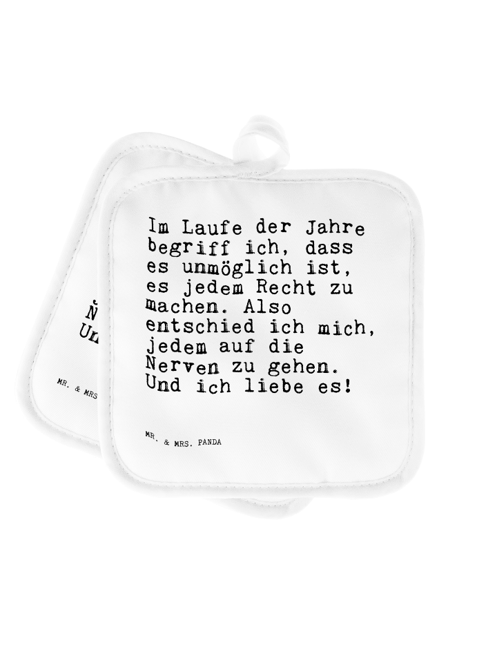 Topflappen Im Laufe der Jahre... mit Spruch in Weiß