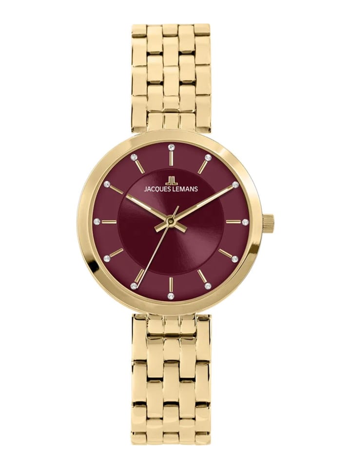 Damen-Armbanduhr Milano Goldfarben/Weinrot