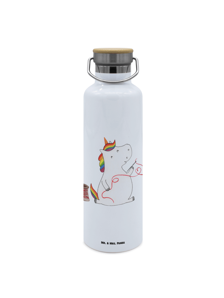 Wasserflasche Einhorn Näherin ohne Spruch in Weiß