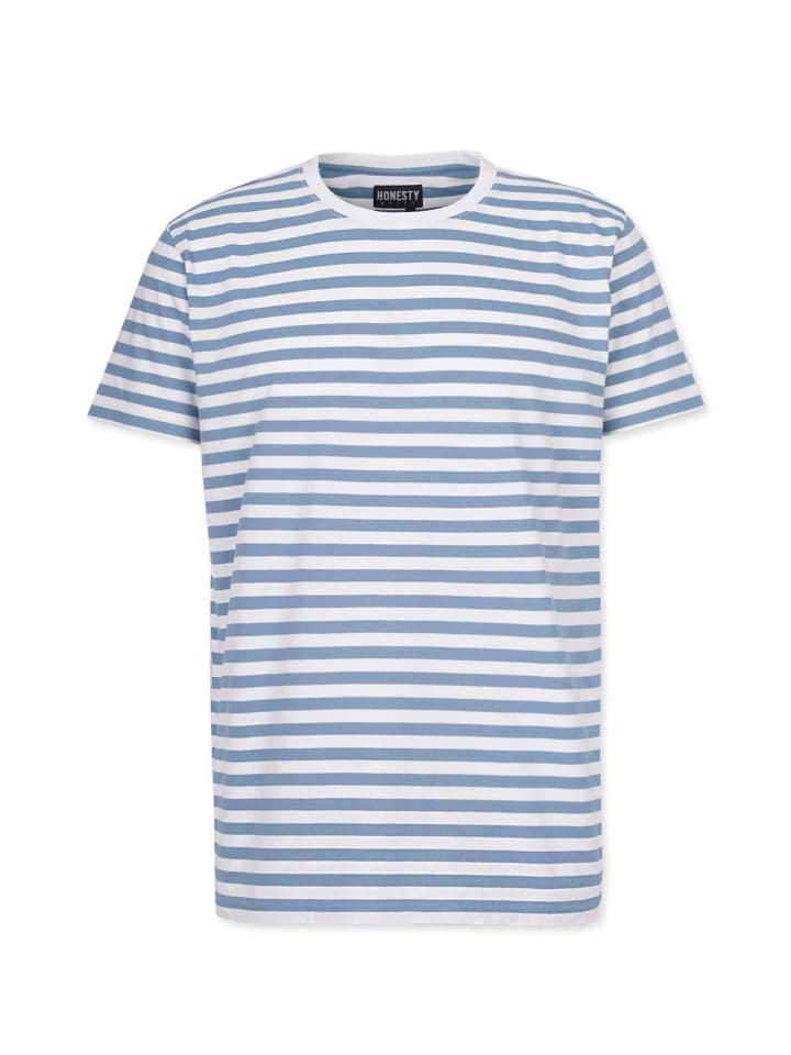 T-Shirt " Striped " in aegean-blue