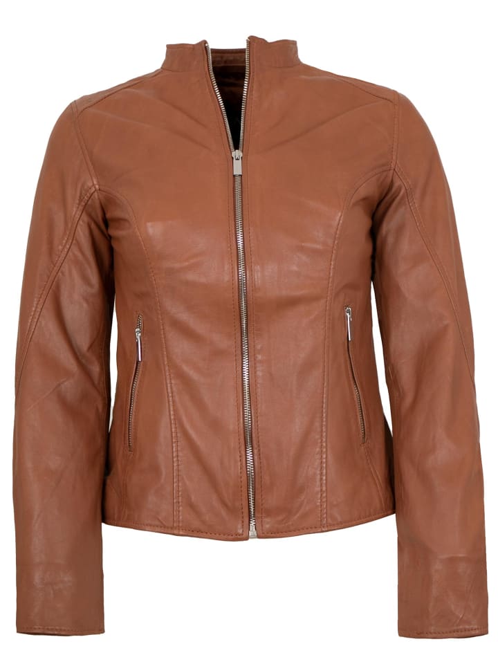 Lederjacke Lammnappa in Cognac