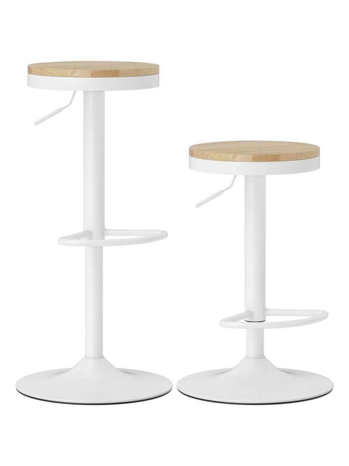 Barhocker in Naturholz & Weiß 38,5L x 38,5B x 80H cm