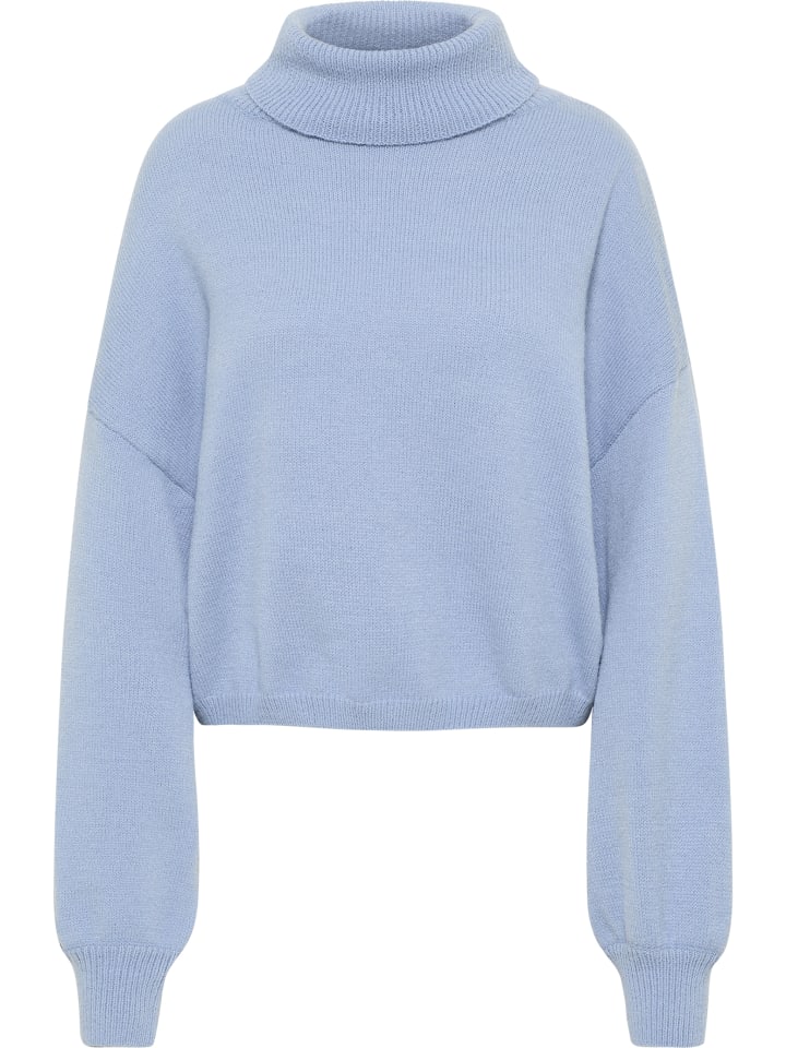 Women Strick Rollkragenpullover in Blau