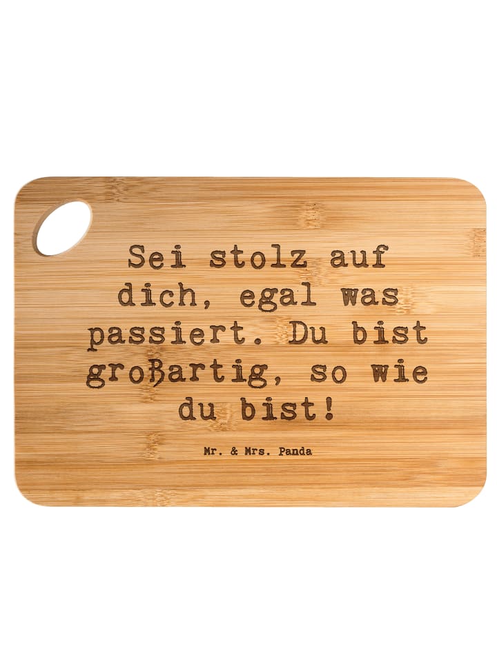 Servierplatte Spruch Mit Enttäuschungen umgehen... in Braun