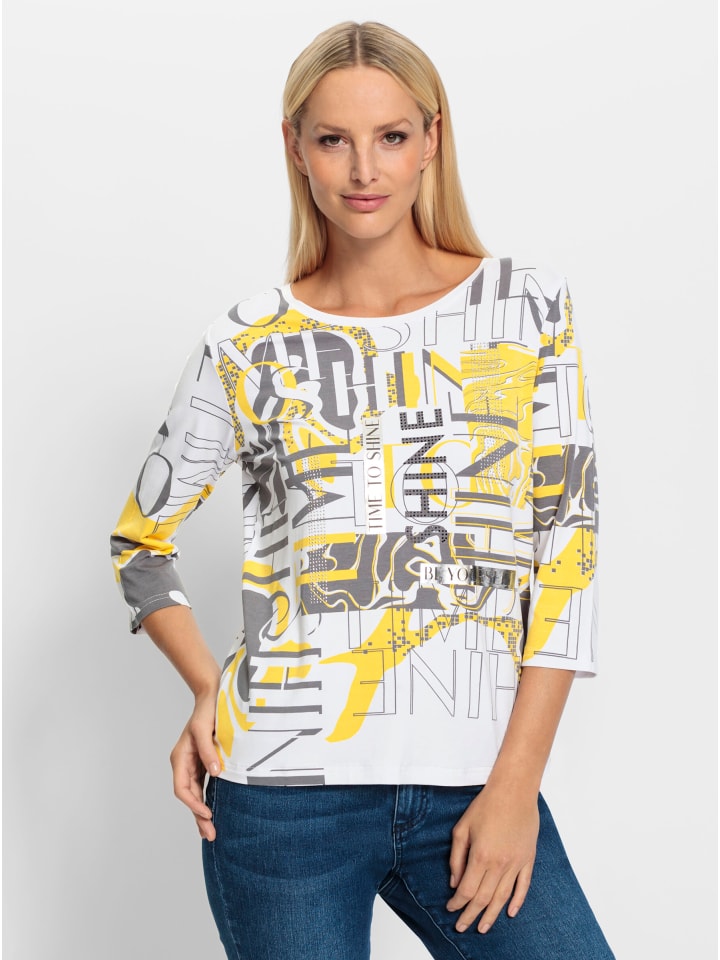 Druck-Shirt in sonnengelb-schwarz-bedruckt