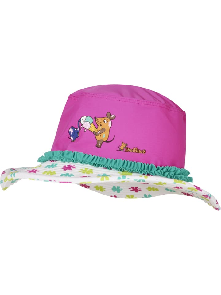UV-Schutz Sonnenhut DIE MAUS Blumen in weiß/Rosa