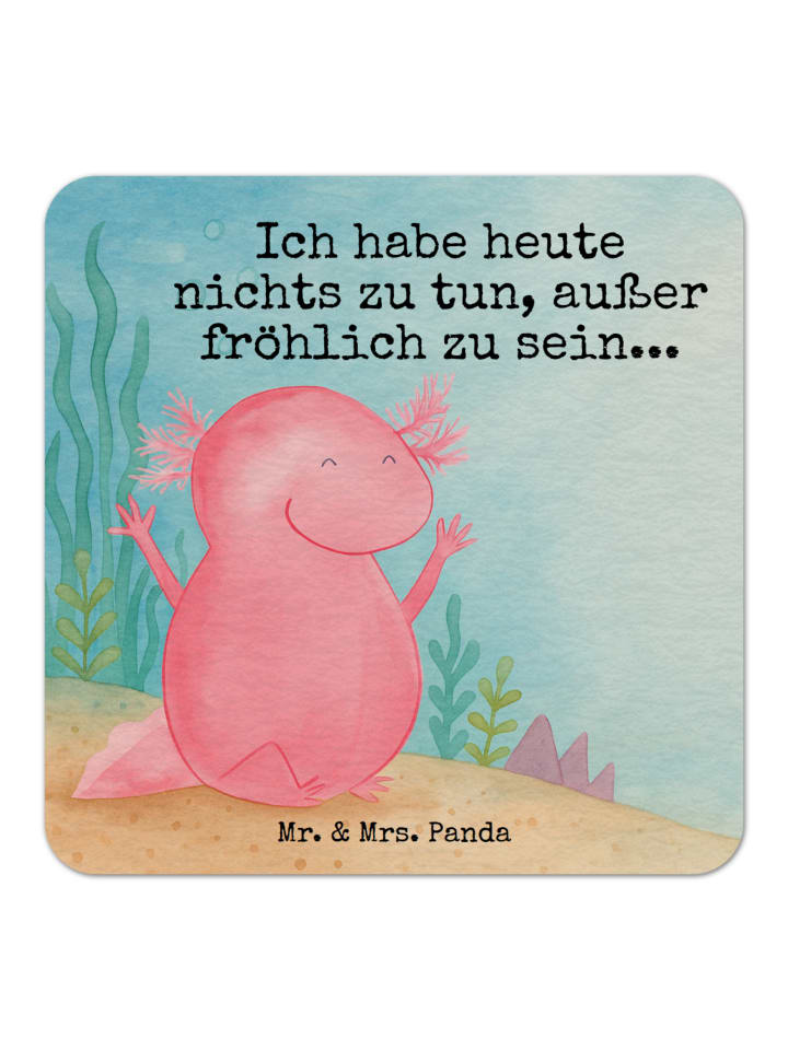 Bierdeckel Axolotl Hurra Design mit Spruch in Weiß
