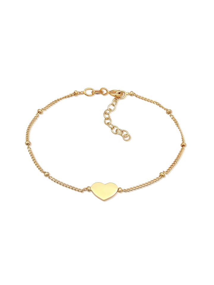 Armband 925 Sterling Silber Herz, Kugel in Gold