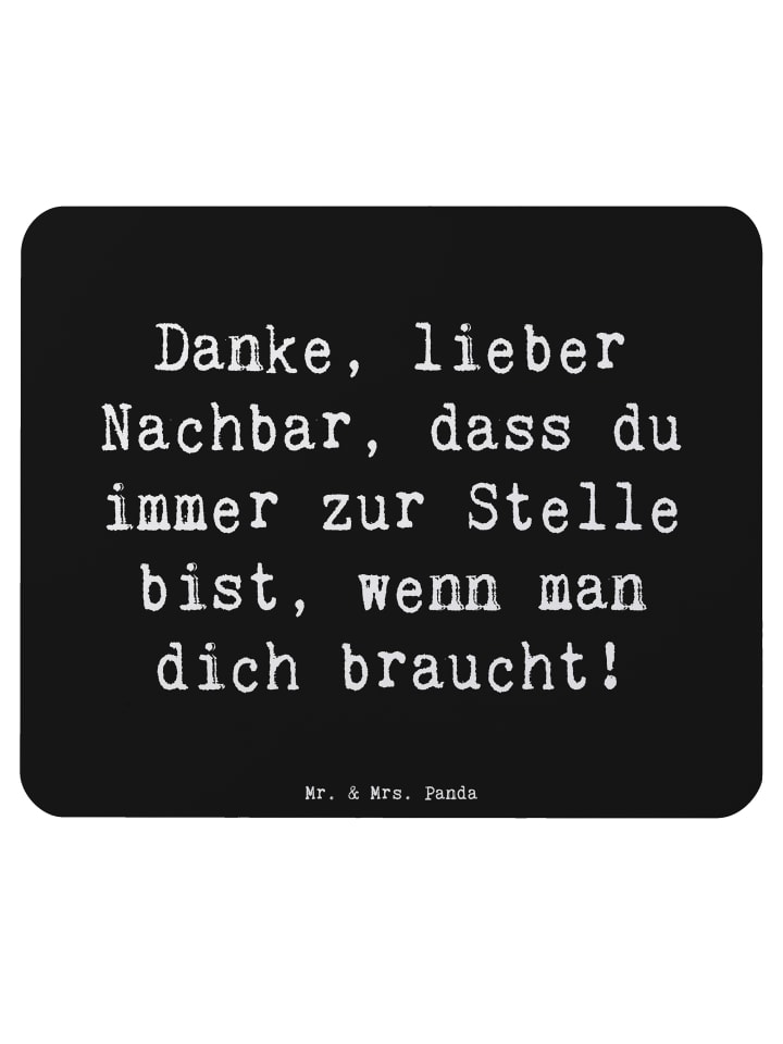 Maus Pad Spruch Danke Nachbar mit Spruch in Schwarz