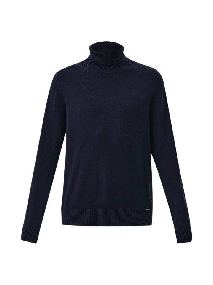 Feinstrickpullover Basic in dark blue