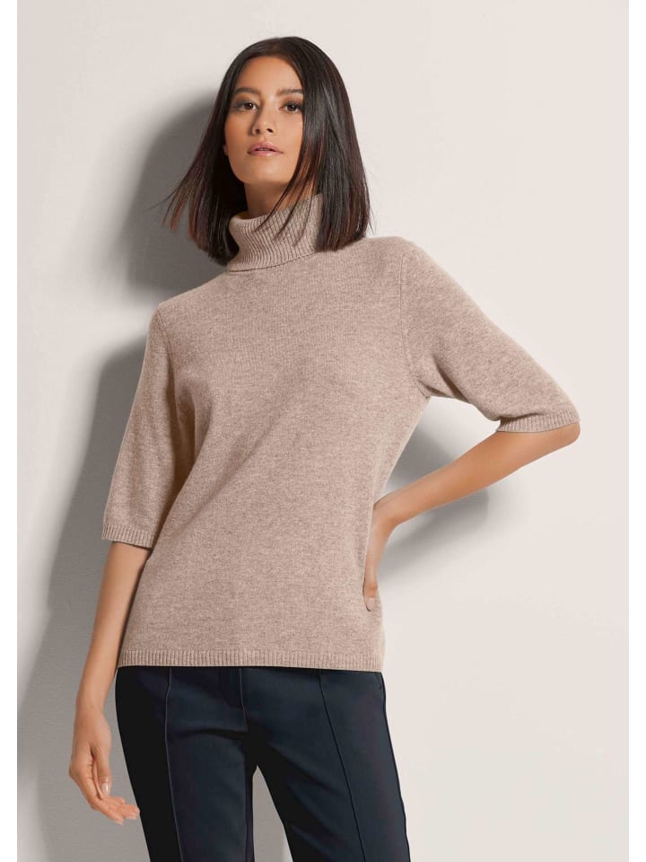 Luxuriöser Strickpullover mit Rollkragen in berber / melange