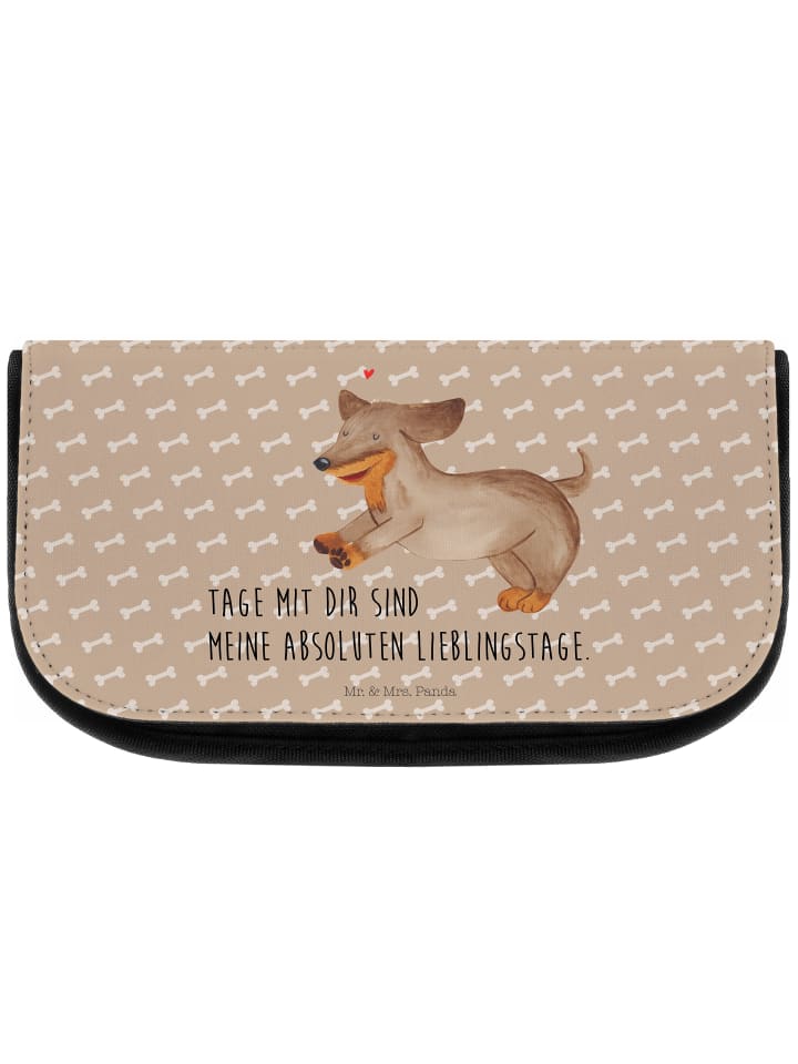 Schminktasche Hund Dackel mit Spruch in Hundeglück