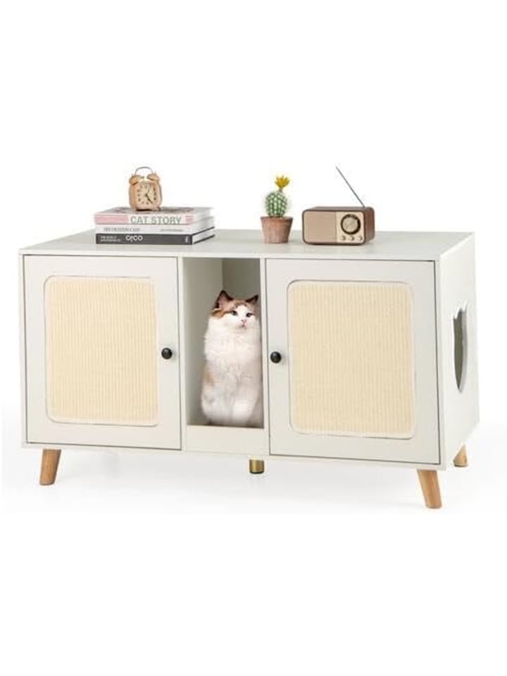 Katzenschrank für Katzentoilette in Weiß
