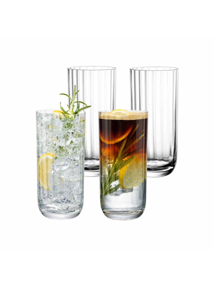 4er Set Longdrinkgläser Rose Garden in Transparent 300 ml