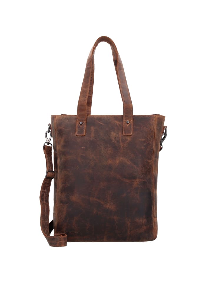 Retro Jackson Shopper Tasche Leder 31 cm Laptopfach dunkelbraun