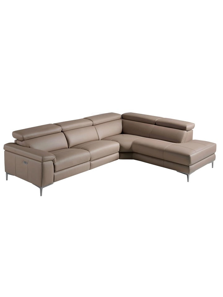 Relax Chaiselongue Sofa 6043 in Nerz / Stahl