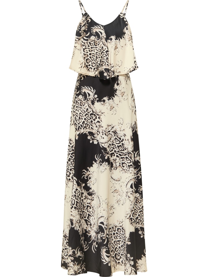 Damen Maxikleid Mit Allover-Print in Schwarz Mehrfarbig