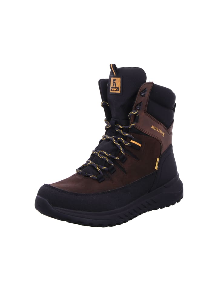Schnürstiefeletten in schwarz/cigar/schwarz