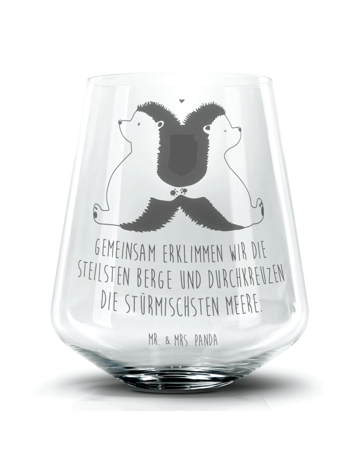 Blümchentailglas Igel händchenhaltend mit Spruch in Transparent