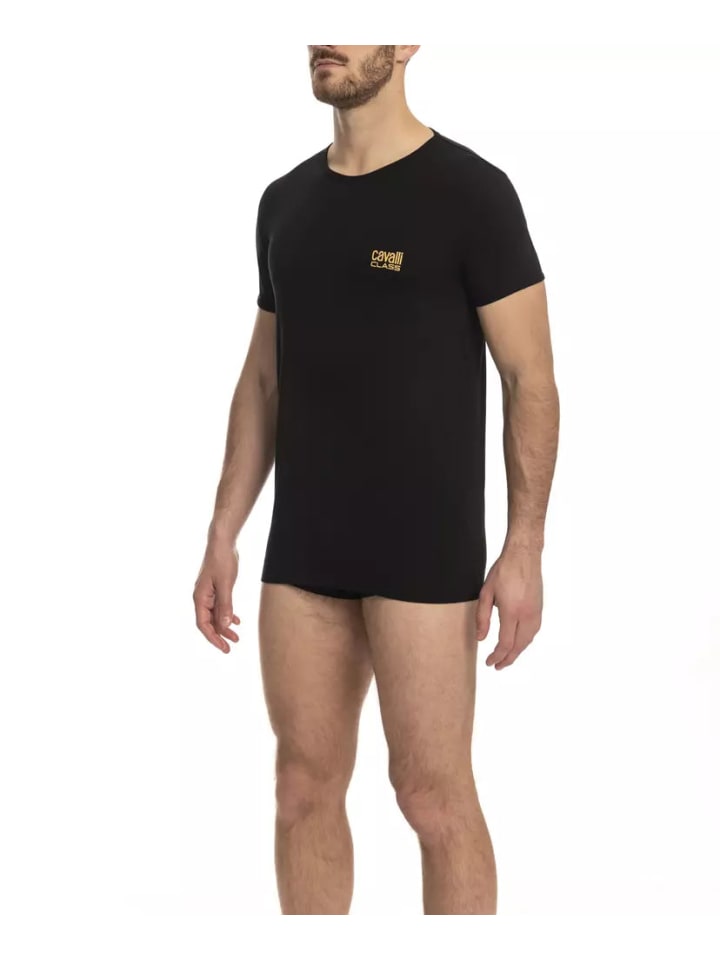 Schwarz Baumwolle Herren T-Shirt