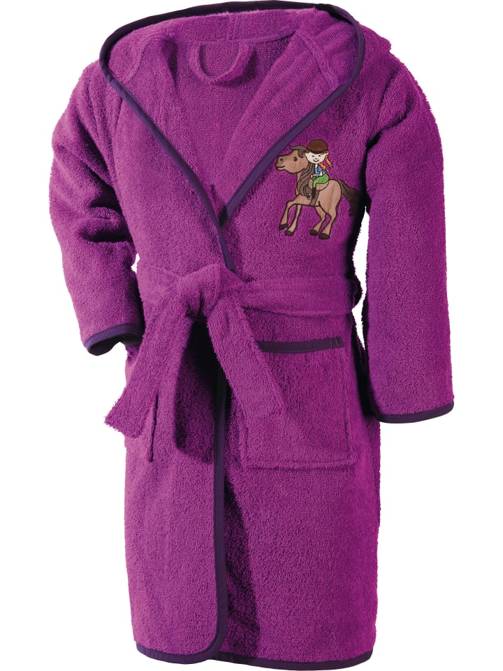 Frottier Kinder-Bademantel mit Kapuze in fuchsia