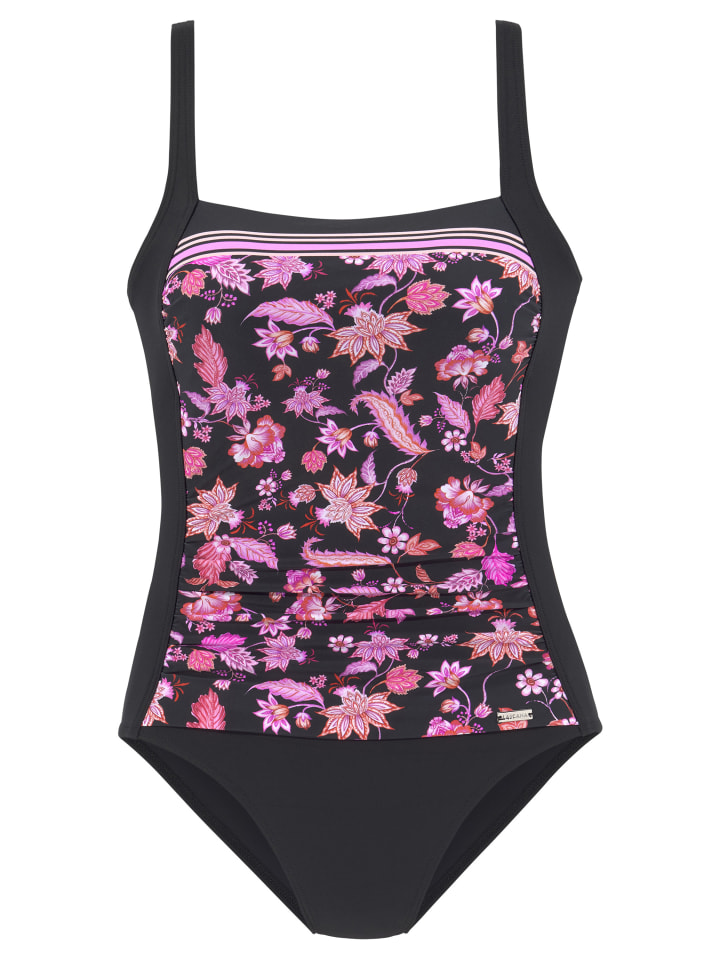Badeanzug in schwarz-pink