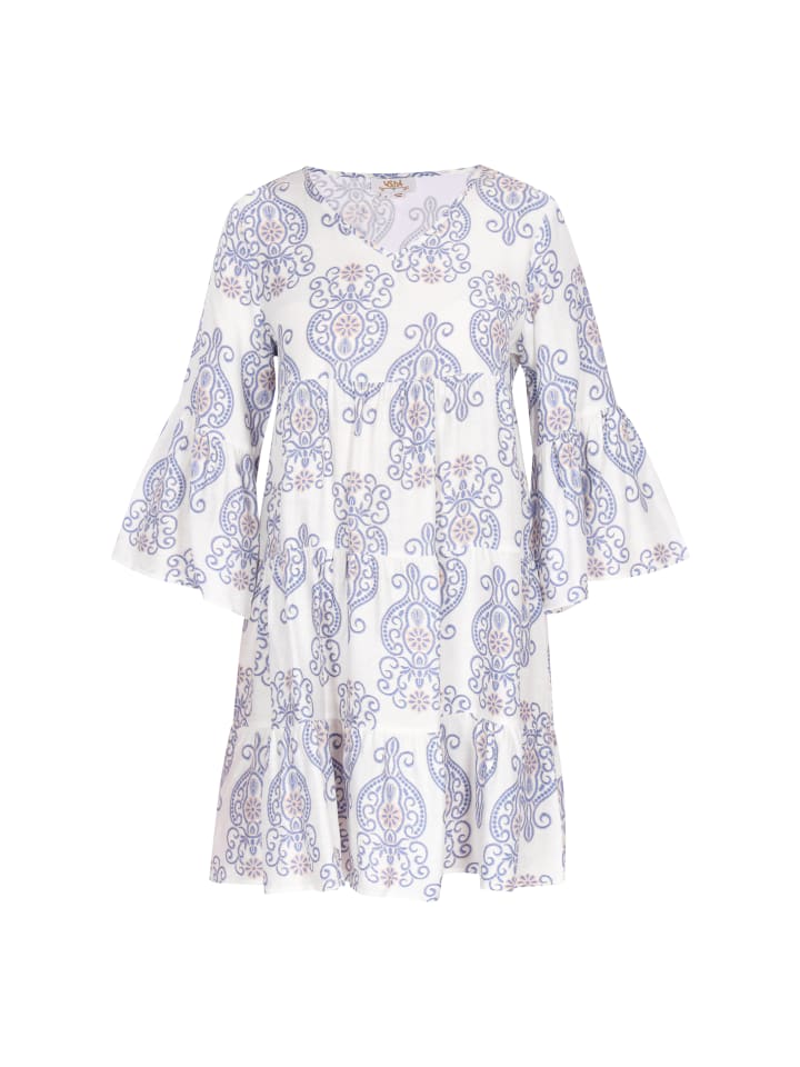 Women Dress in blue offwhite