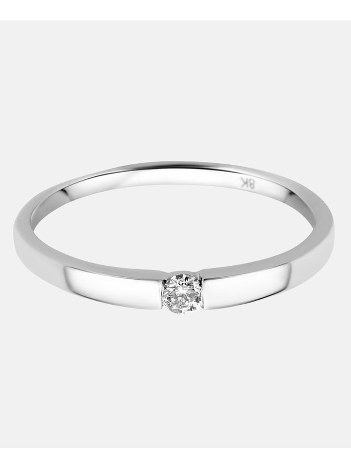 Ring aus 333 Weißgold mit 0.05 Karat Diamant