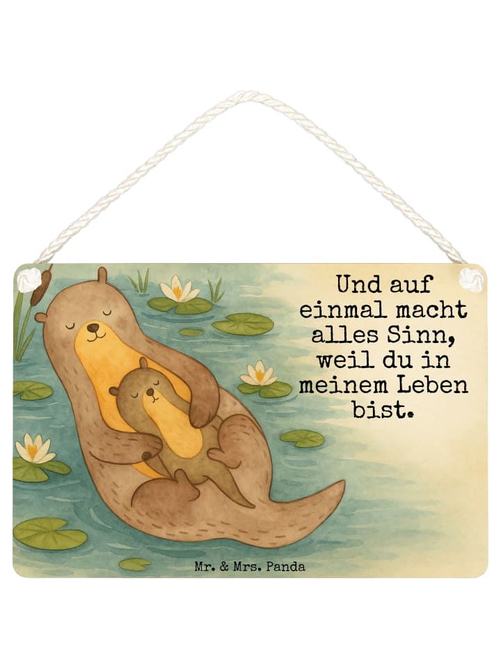 Schild Otter Kind Design mit Spruch in Weiß