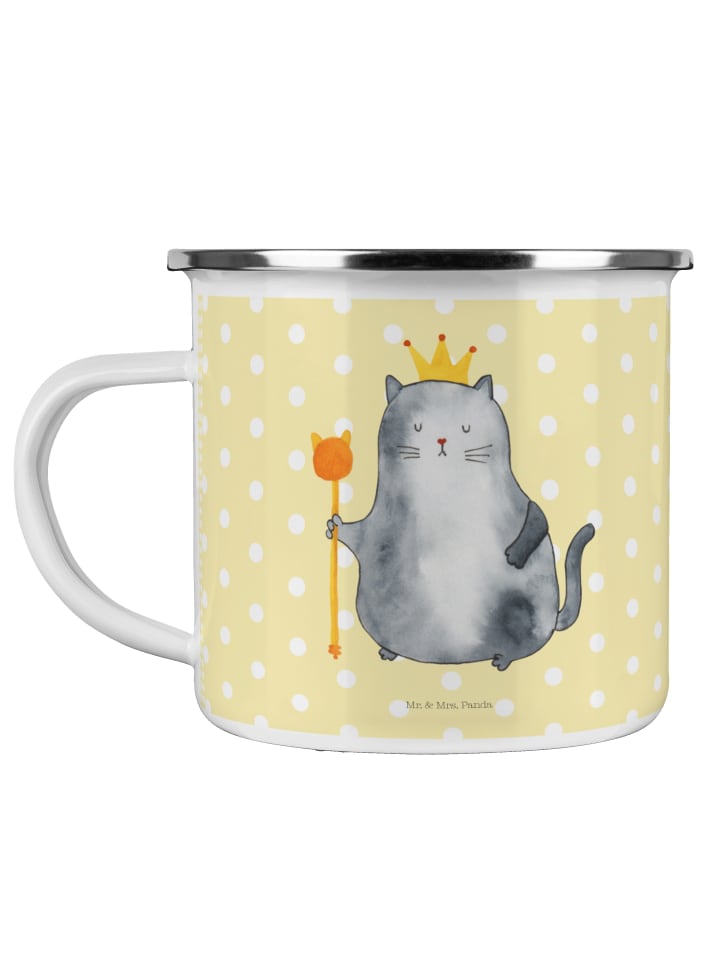 Kaffeebecher Katze König ohne Spruch in Gelb Pastell