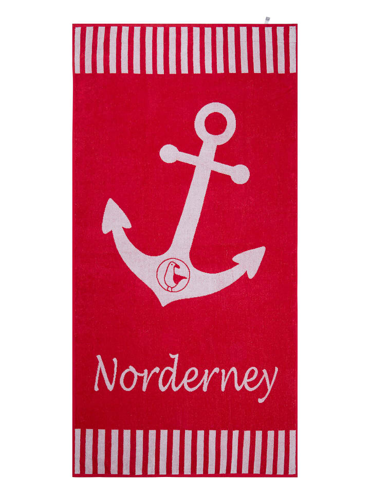 Strandhandtuch "Norderney" 180x88cm in rot-white
