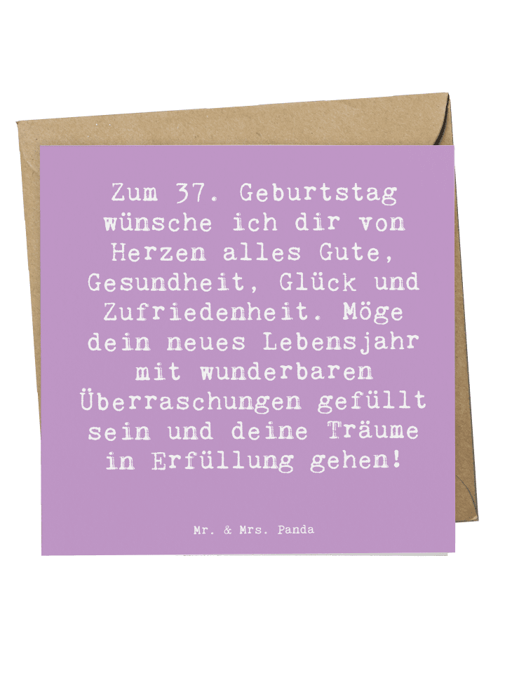 Deluxe Karte 37. Geburtstag Grüße mit Spruch in Lavendeltraum