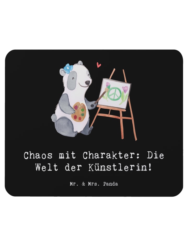 Mouse Pad Künstlerin Chaos mit Spruch in Schwarz