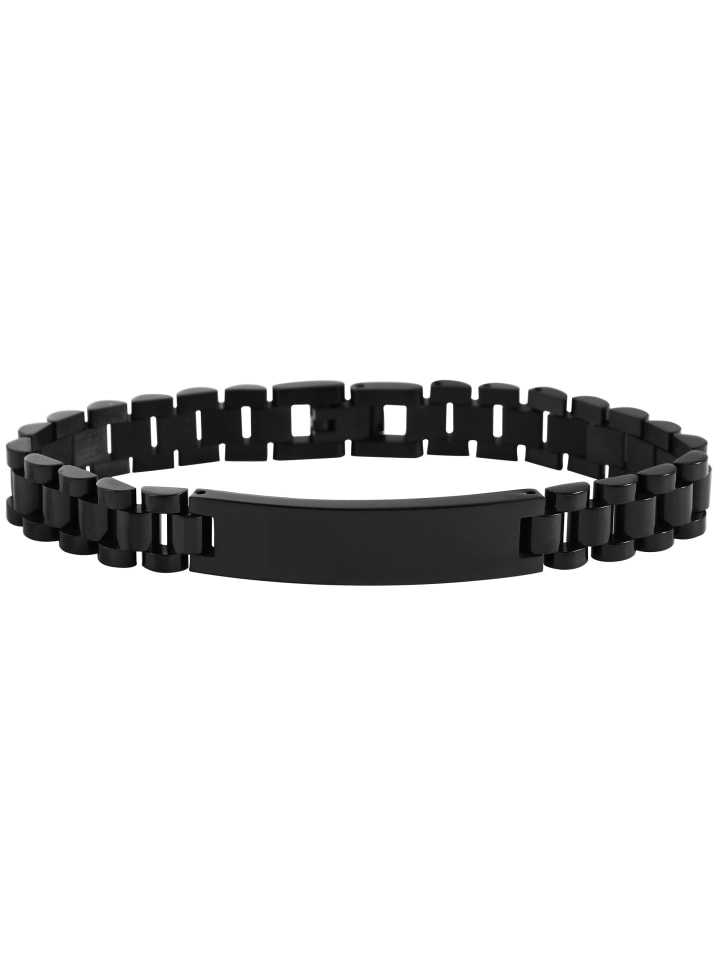 Unisex Armband – Gliederarmband aus Edelstahl 21 cm in schwarz