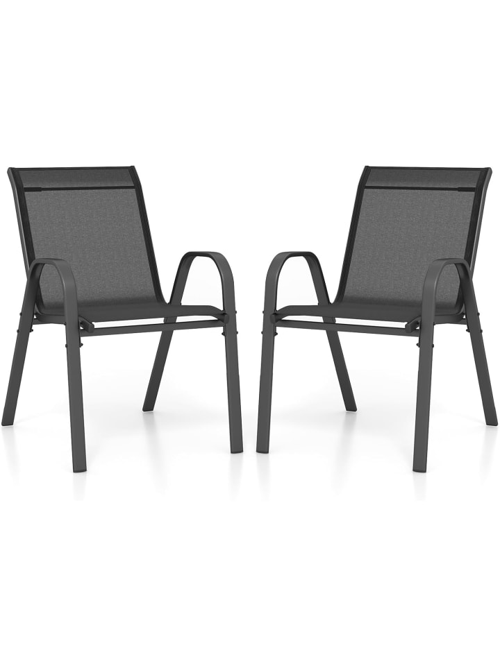 2er Set Gartenstühle 56x70x84cm in Schwarz