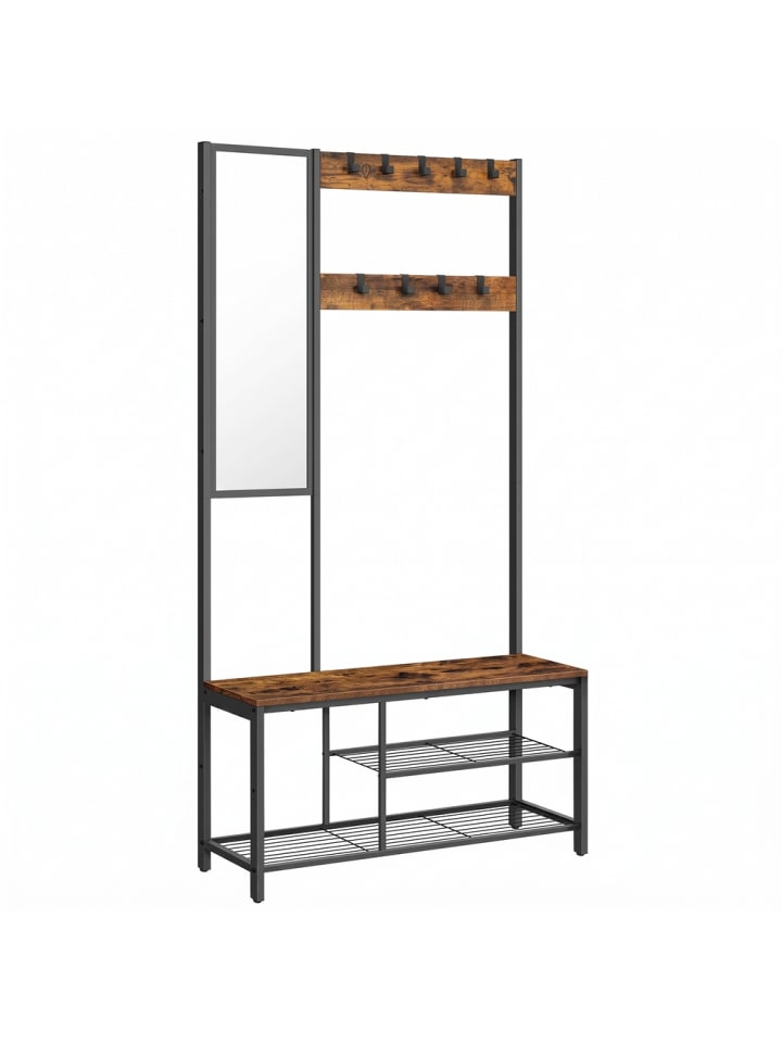 Garderobenständer Dacey in Braun-Schwarz - (B)98 x (H)185 x (T)36 cm