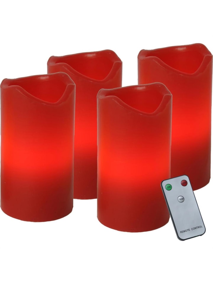 LED Kerzenset mit Fernbedienung in rot