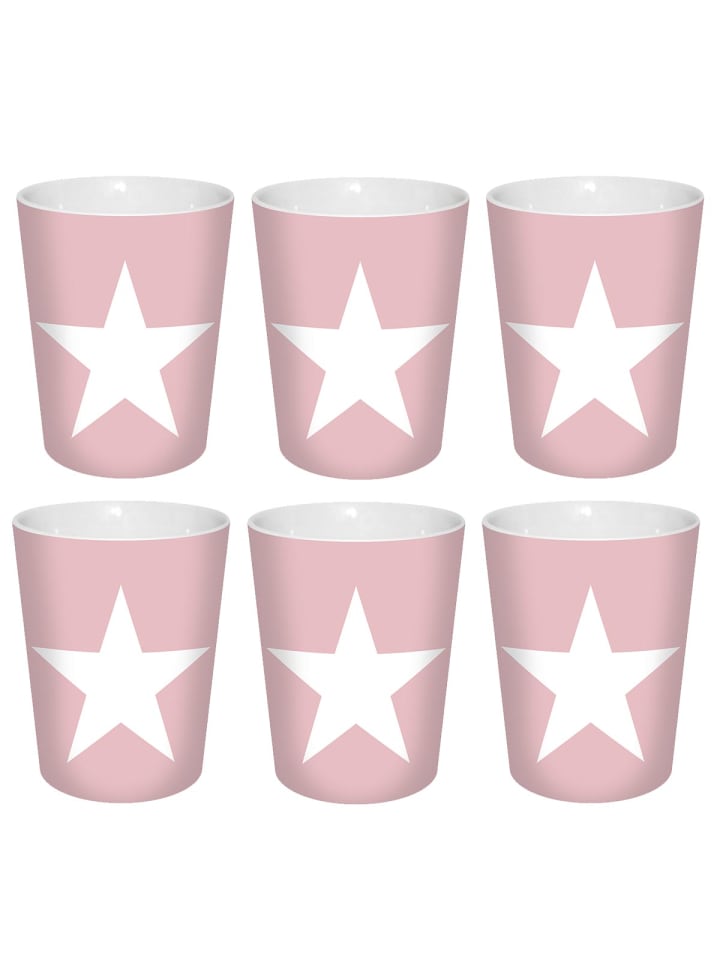 Becher Stern 6er Set in Rosa - 300 ml