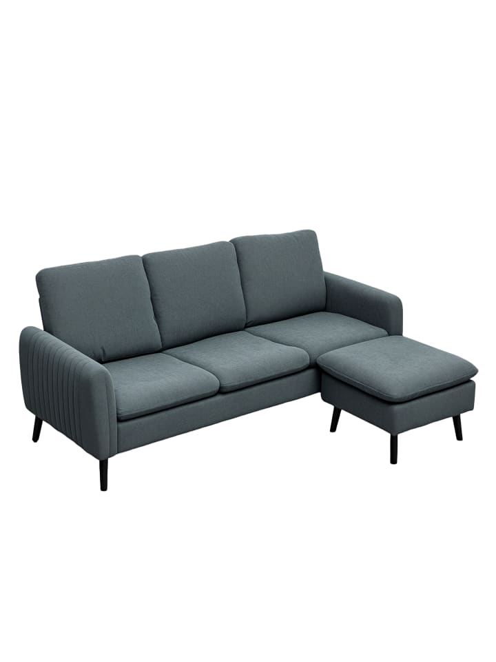 Ecksofa in Dunkelgrau 196L x 140B x 88H cm