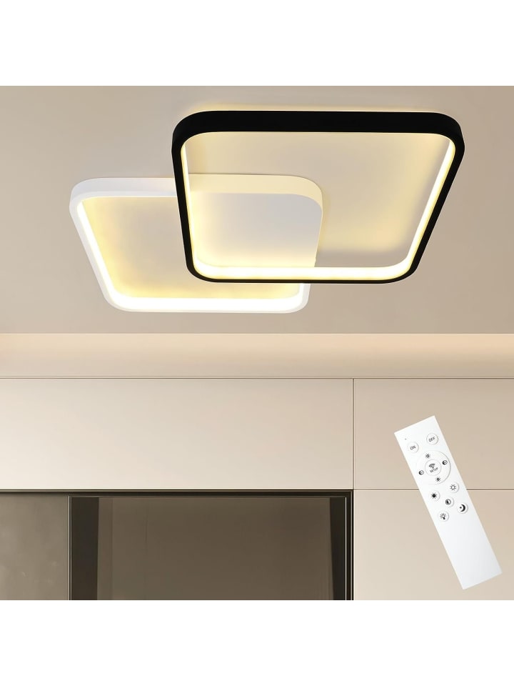Deckenleuchte LED in schwarz und weiß 2-flammige eckig Modern dimmbar L 58cm
