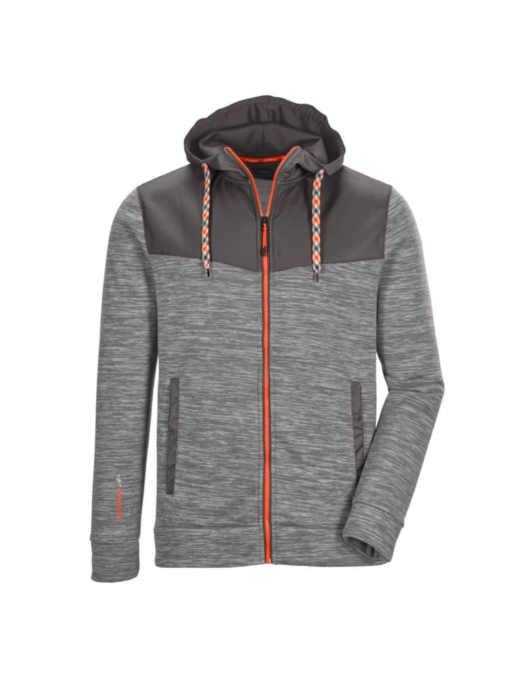 Strickfleecejacke mit Kapuze in grau