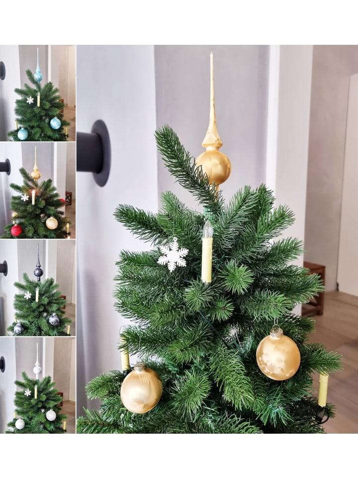 Glas Christbaumkugeln + Spitze in Gold