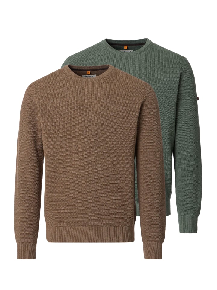 Pullover Basic in Braun / dunkelgrün