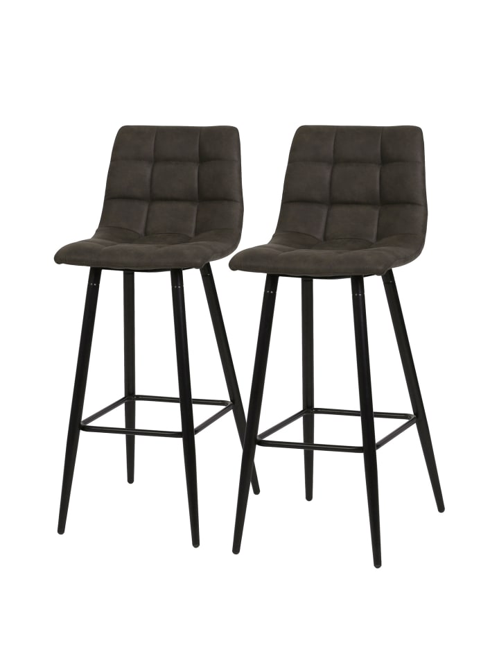 home24 Barstuhl aus Textil im Industrial-Stil (2er-Set) in Anthrazit