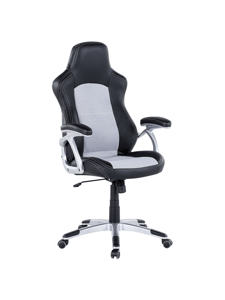 Chefsessel EXPLORER in Grau/Schwarz/Silber - (W) 68 x (H) 120 x (L) 68 cm