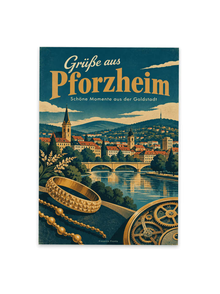 Postkarte Stadt nostalgisch Design mit Spruch in Weiß