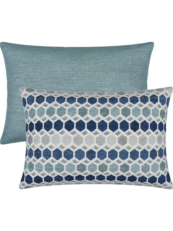 Jacquard Kissenhülle 2er-Pack York in hellblau