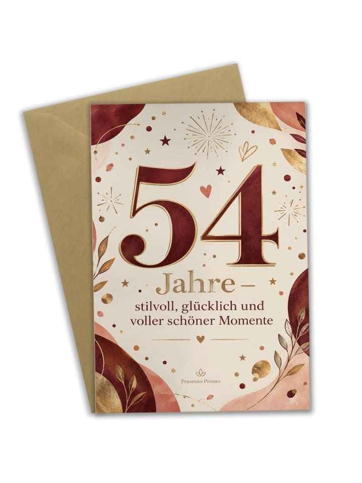 Geburtstagskarte 54. Geburtstag Zahl elegant De... in Weiß